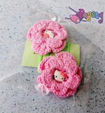 Pink crochet flower hairclip (set of 2)